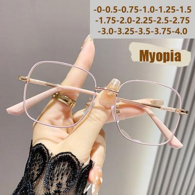 Light-sensitive Color-changing Fashionable Large-frame Anti-blue-light Myopia Metal Glasses