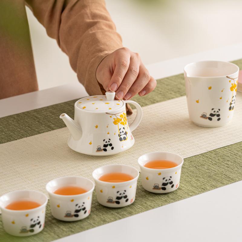 Dehua ceramic kung fu tea set single bubble teapot stuffy teapot large capacity teapot Guochao panda merchandise replenishment