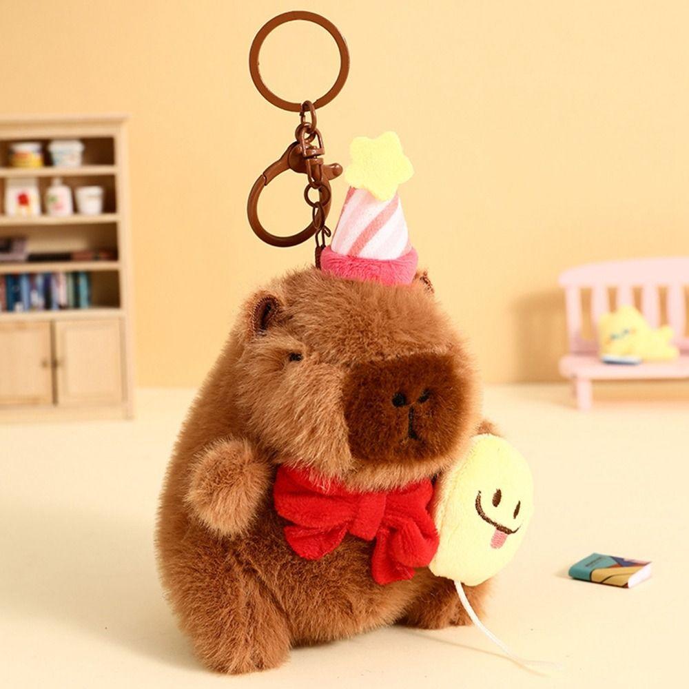Happy Birthday Plush Capybara Keychain Cartoon Guinea Pig Pendant Birthday Gift