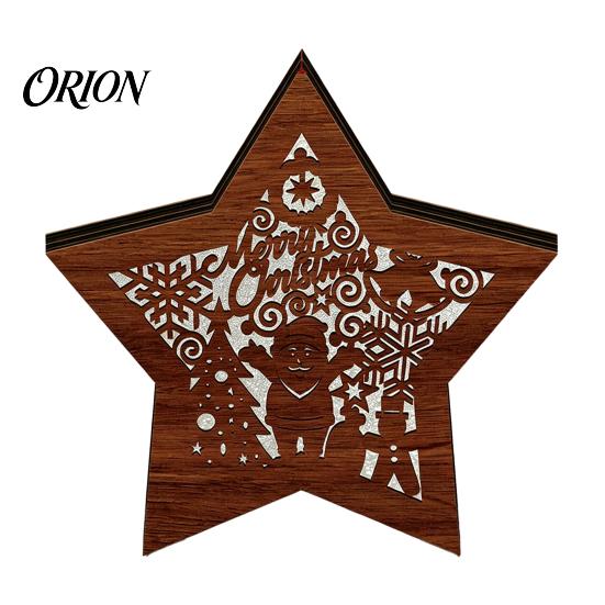 Unique Christmas Gifts 3D Wooden LED Night Light, Hollow Carved Tabletop Decor Seasonal with Warm Glow, Festive Holiday Home And Office Decoration