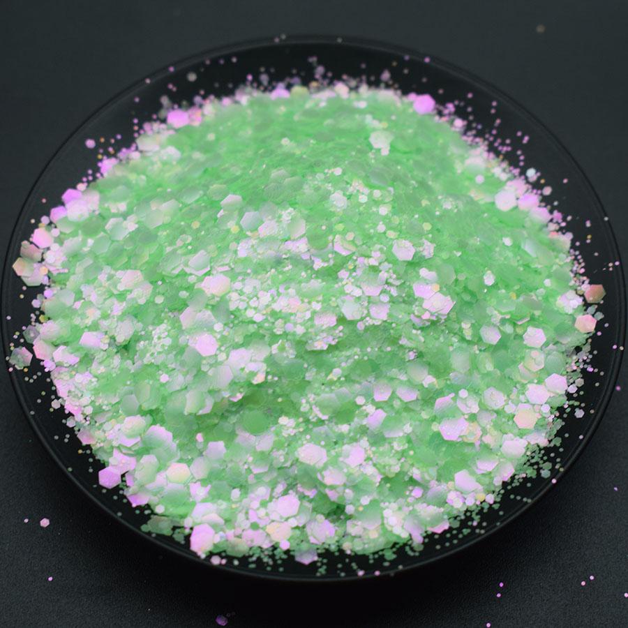 Polyester Small Size Mixed Fluorescent Neon Glitter Mix Chunky Matte Glitter for Epoxy Resin Nail Art Crafts Tumblers Slime