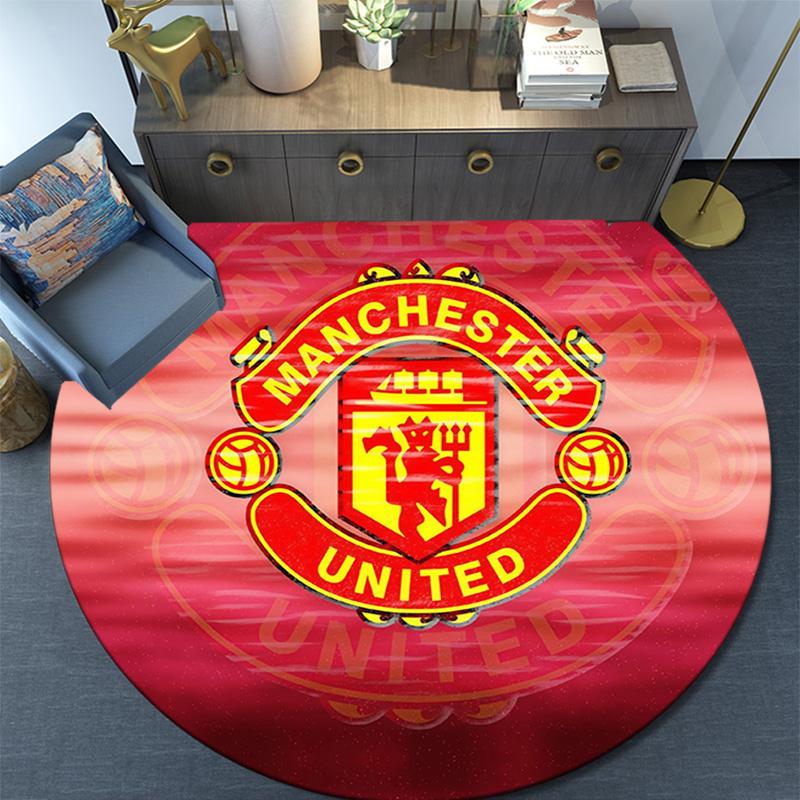 Man Utd2 Round Area Rug,Carpet Rug for Living Room Bedroom Sofa Playroom Decor,Non-slip Floor Mat