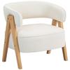 Modern Upholstered Chair, Fleece Cover, Accent Chair, Armchair with Wooden Legs, Metal Frame, White