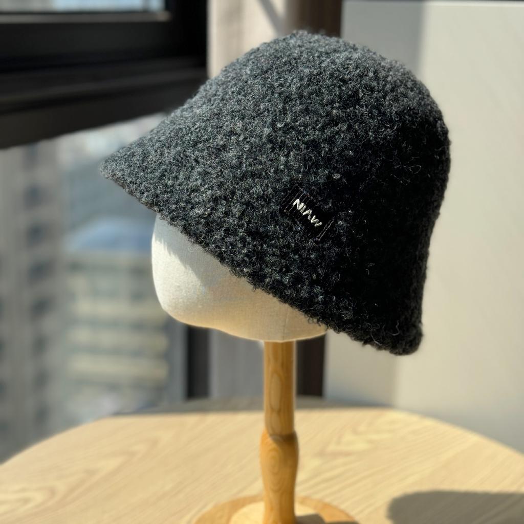 Furry  Fashionable Versatile Warm and Cold Proof Autumn and Winter Large Head Circumference Face Showing Small Bucket Hat Trendy