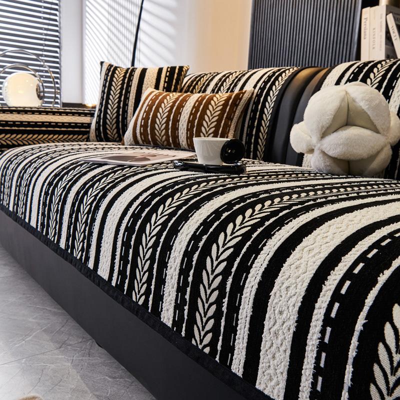 Line Jacquard Chenille Sofa Covers Luxury Non-slip Soft Sofa Towel Couch Cushion Slipcover For Living Room Modern Home Decor