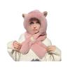 Thermal Elastic Scarf Hat Bear Ear Decor Autumn Winter 2 In 1 Scarf Hat Outdoor Activities Skiing Camping Warm Headwear
