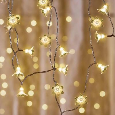 Serial String Lights - 14 LED Crystal Lily, 10 Feet Warm White Fairy Lights for Home,Mandir,Pooja Room, Deepawali & Diwali Decoration, Christmas