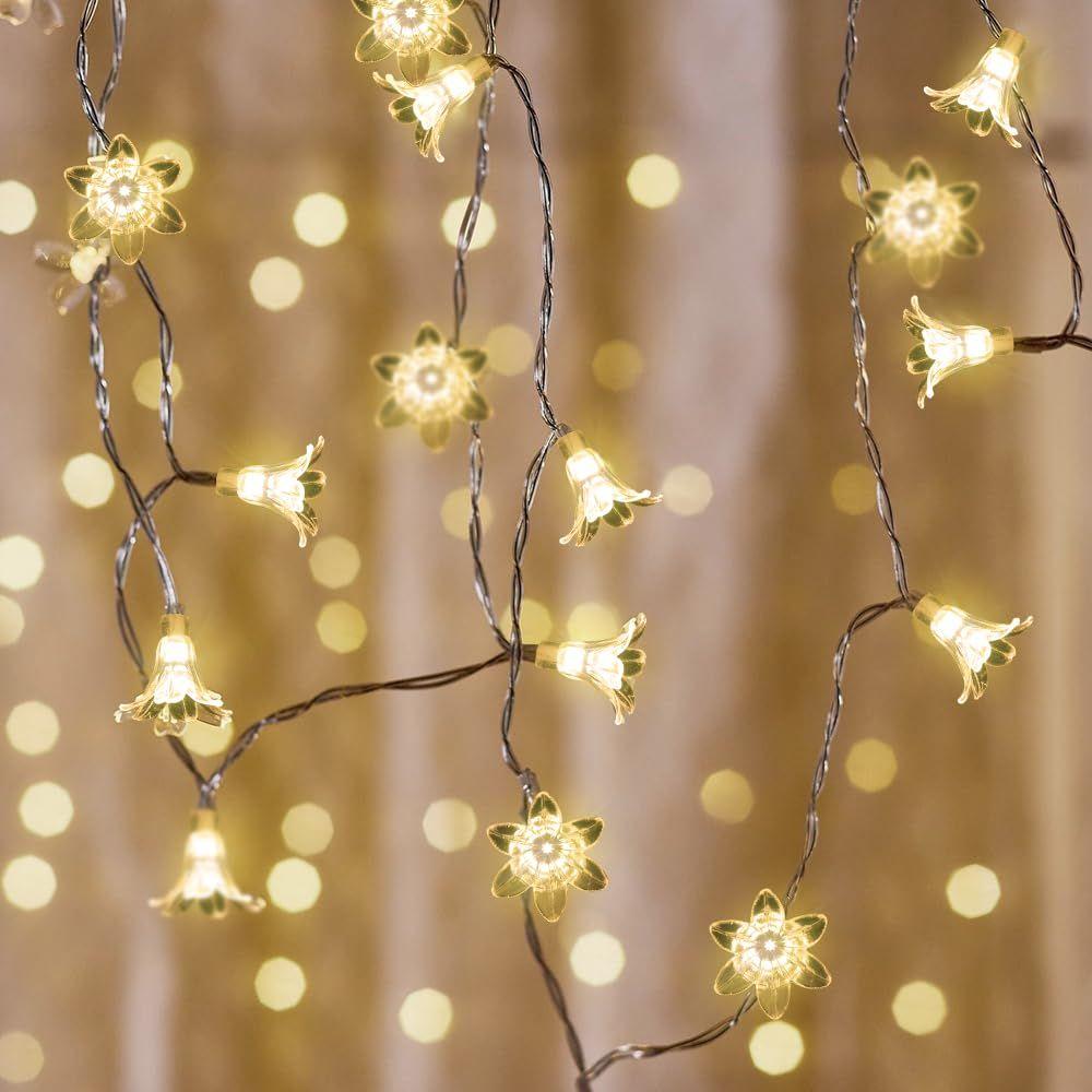 

Гирлянда - 14 светодиодов Хрустальная лилия, 10 футов Теплый белый Сказочные огни для дома, Мандира, Комнаты для Пуджи, Дипавали и Дивали, Рождество