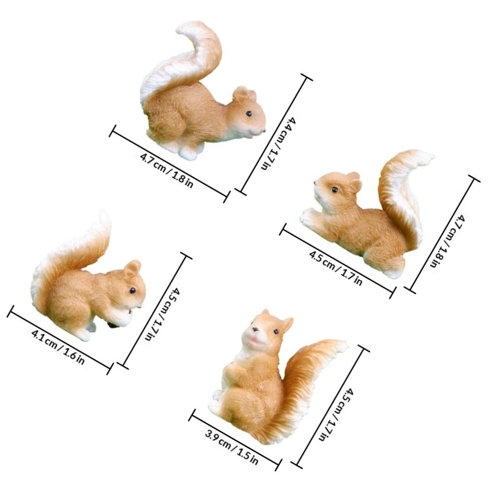 4 Stück Eichhörnchen Harz Handwerk Ornamente Miniatur Kleine Eichhörnchen Dekorationen für Garten Bonsai Sukkulenten Pflanzer Kreatives Harz