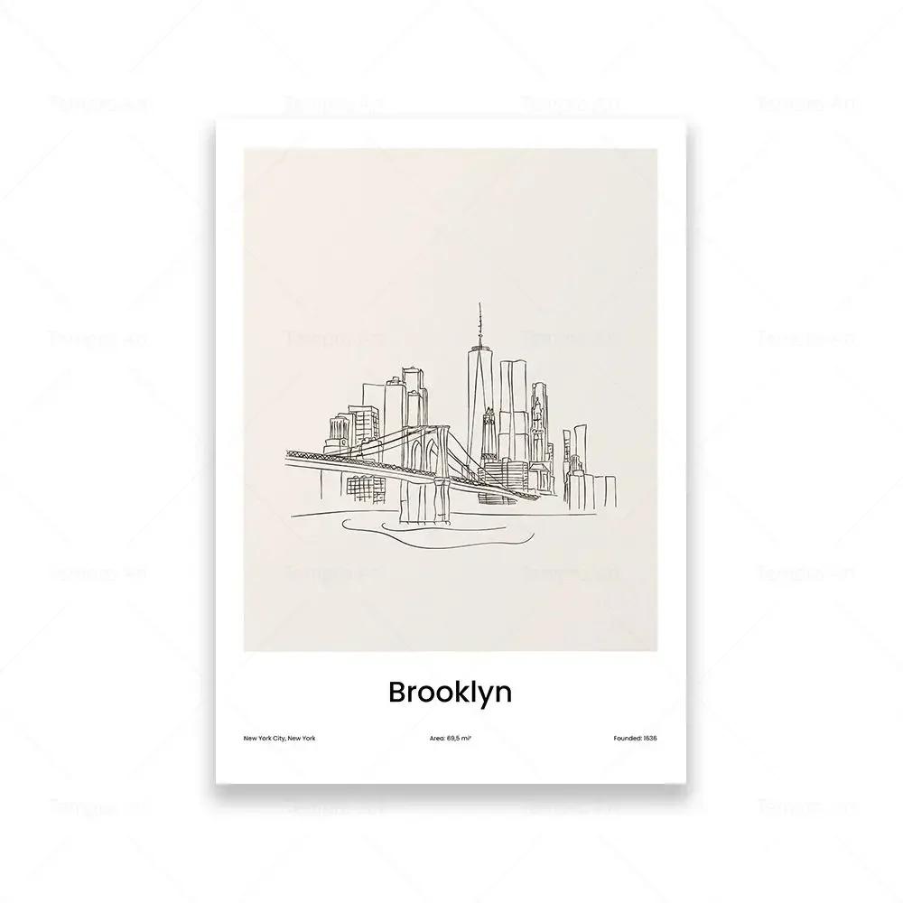 Modern Minimalist City Skyline Wall Art New York Toronto HD Canvas Print Poster for Living Room Bedroom Decor