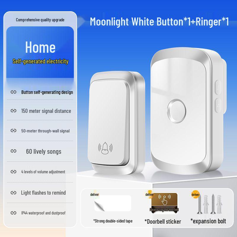 Ultra-Long Range Self-Powered Wireless Doorbell with Dual Receivers & High Volume Pager