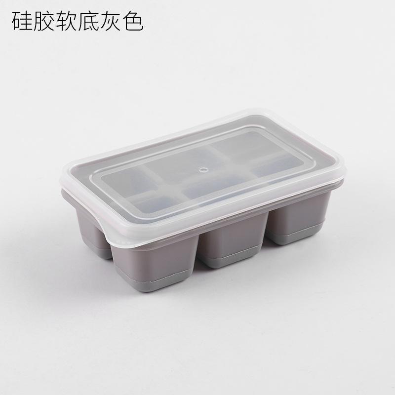 Ice Cube Tray with Lid Refrigerator Soft base Silicone Ice Mold Reusable 6 Grids Cube DIY Maker Kitchen Bar Tool Accessories