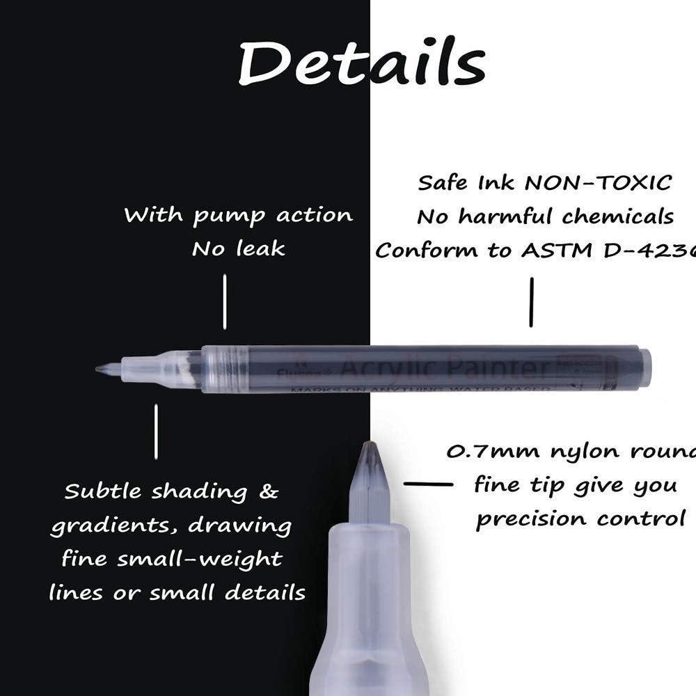 Plastic Paint Pens Black White Paint Pen Acrylic Paint Pens Acrylic Markers  for DIY