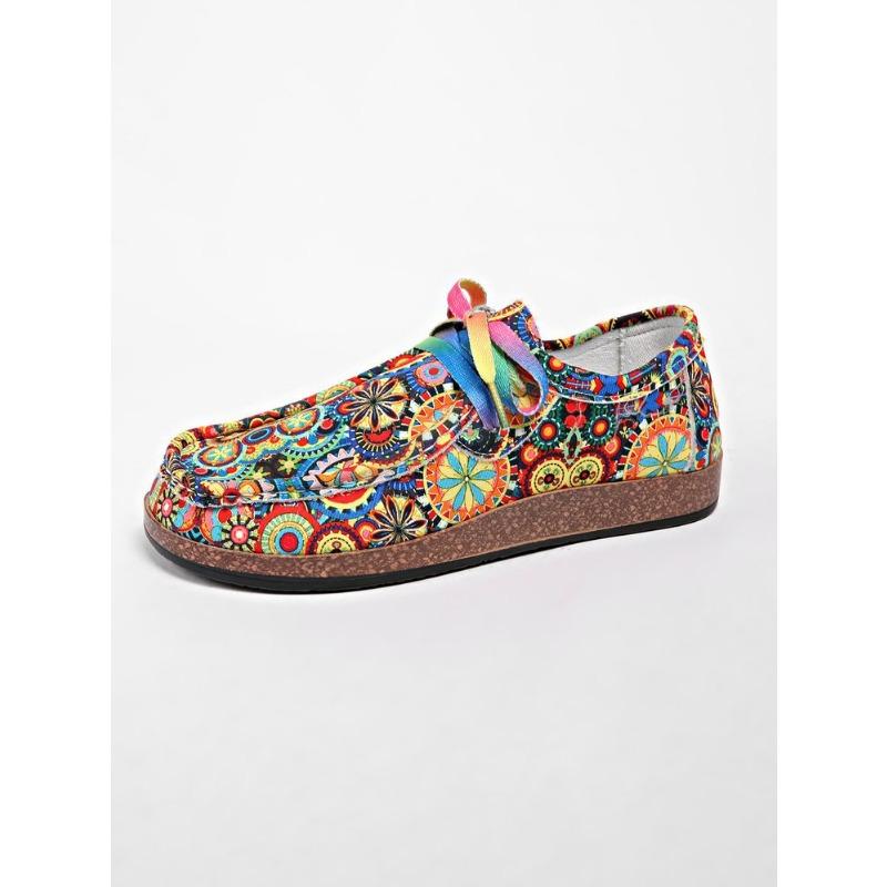 Large size bohemian casual single shoes women's autumn new lace-up fashion single shoes