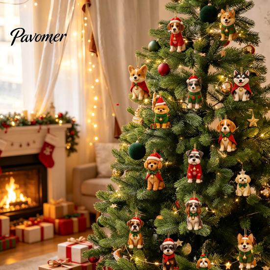 Gift Box for Boys Girls Dog Advent Calendar, 2D Acrylic Breeds Ornaments, 24-Days Christmas Party Favors Enthusiasts Countdown Calendar with 24 Puppy