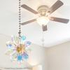 2Pieces Fashionable Crystals Glass Flower Ceiling Fan Pull Chain Set Extenders for Home Decoration In Vibranting Color