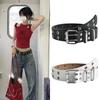 Contemporary Summer Womens Belt With Striking Double Row Star Buckle In Pu Leather