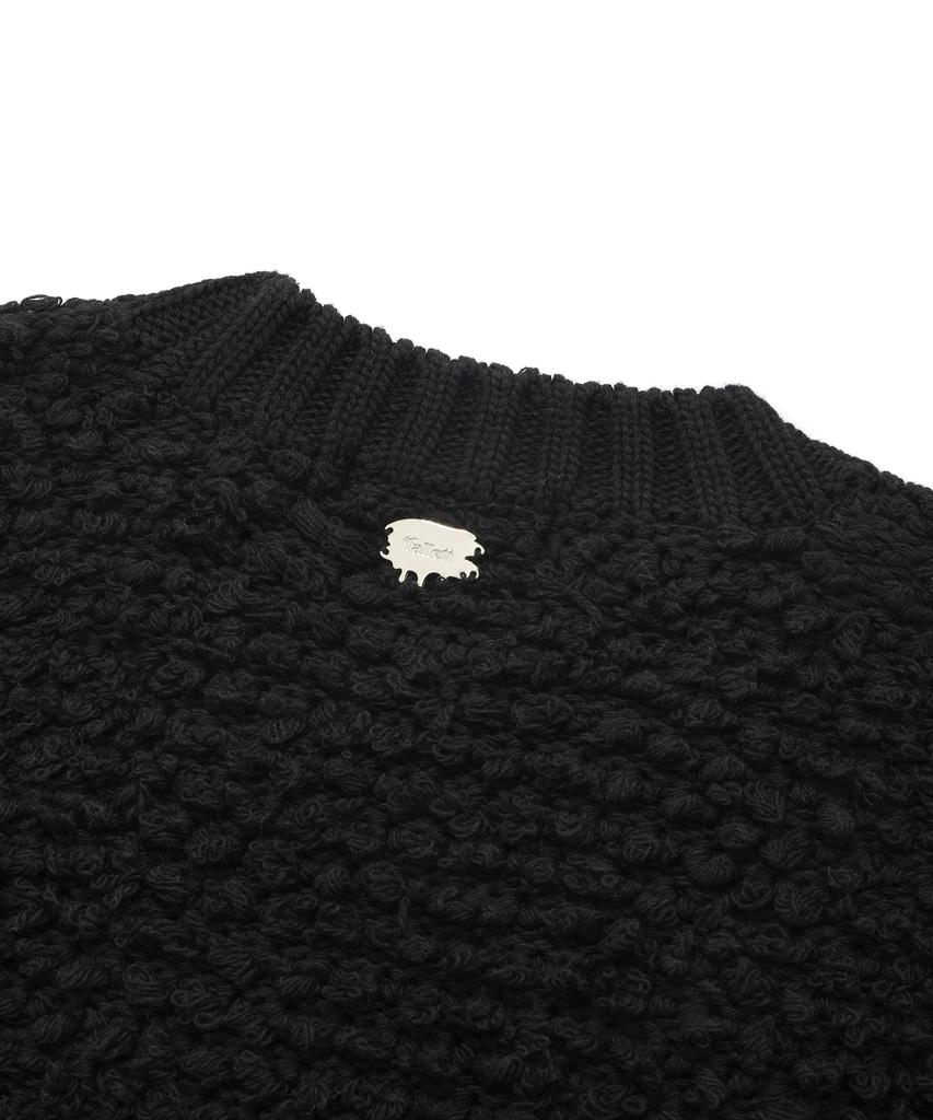 Fallett Fuzzy Hairy Knit Vest Black