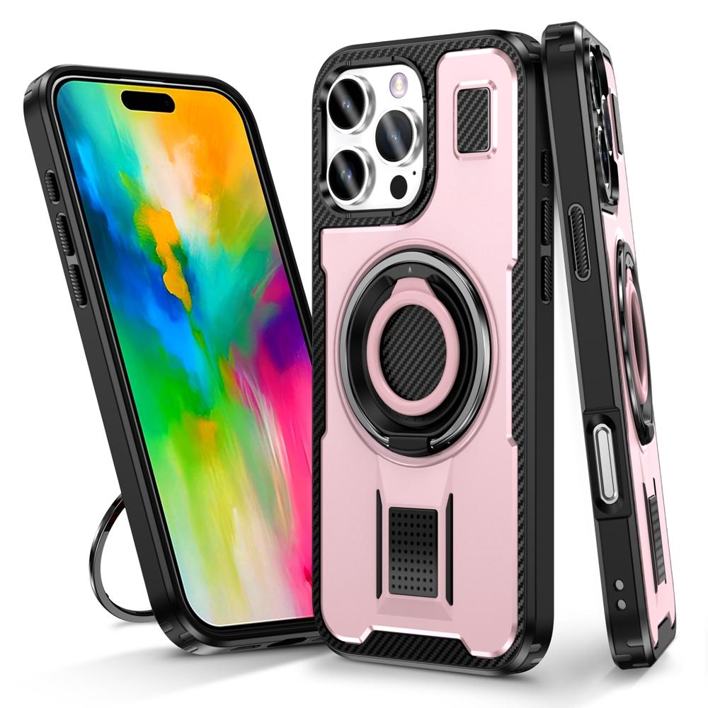 Pouzdro pro Apple iPhone 16 15 14 Plus 13 12 Pro Max s otočným kroužkem na prst a stojánkem, plastové TPU, nárazuvzdorné zadní kryty 2 v 1