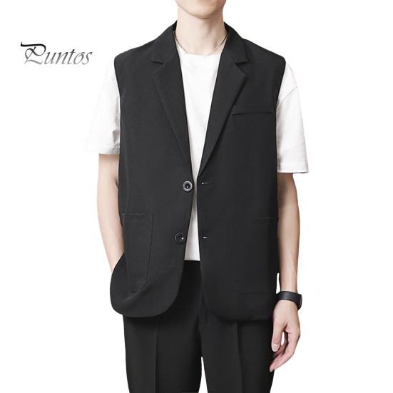 

Мужской костюм, жилет без рукавов с лацканами, деловой жилет с двумя пуговицами и боковыми карманами, однотонный повседневный жилет, пальто 3XL чёрный
