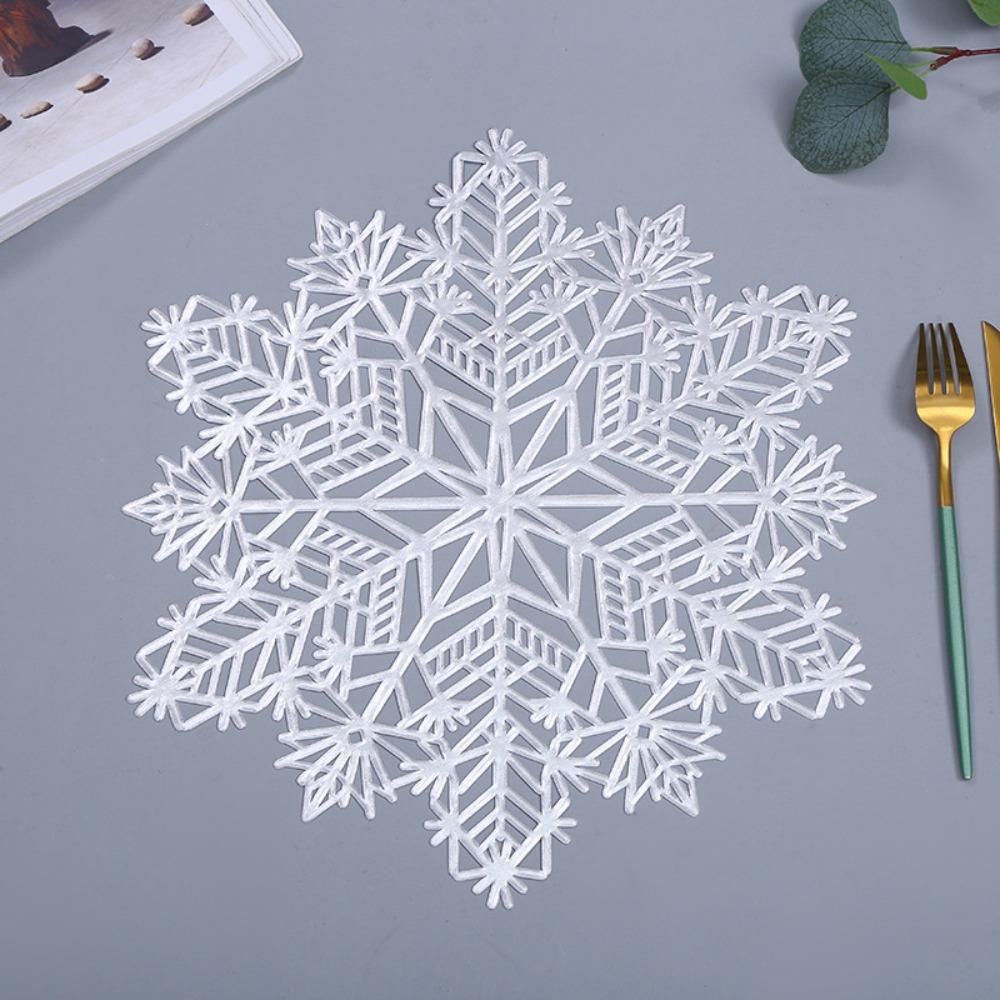 6pcs Hollow Table Mat Heat Resistant Insulation Pad Table Decoration Snowflake Placemat  Restaurant