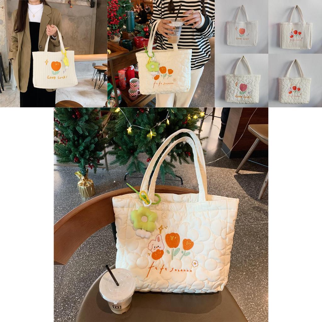 Trendy Polyester Tote Bag With Cute Embroidery Ideal For Daily Use And School
