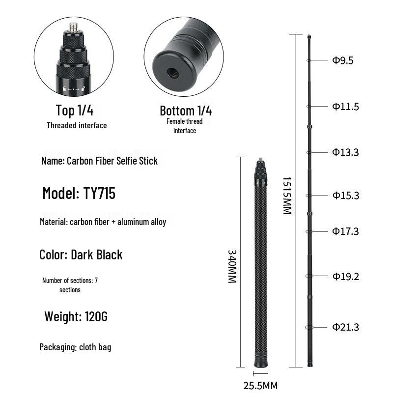 Insta360 Carbon Fiber Invisible Selfie Stick for GoPro