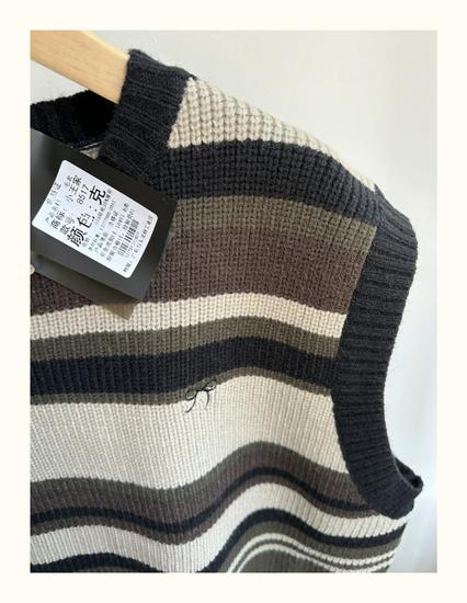 8517 Winter Korean Style Plus Size Casual Embroidered Knit Striped Vest