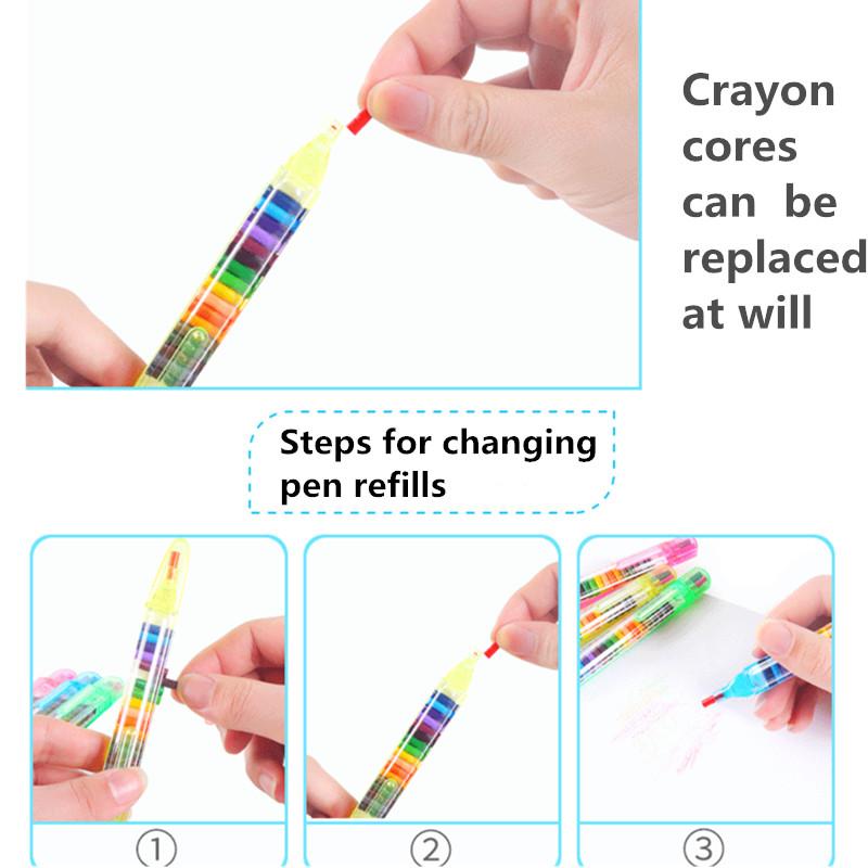 Creative 20colors Crayon Student Drawing Color Pencil Multicolor Art Writing Pen for Kids Children's Graffiti Crayon Graffiti Pen