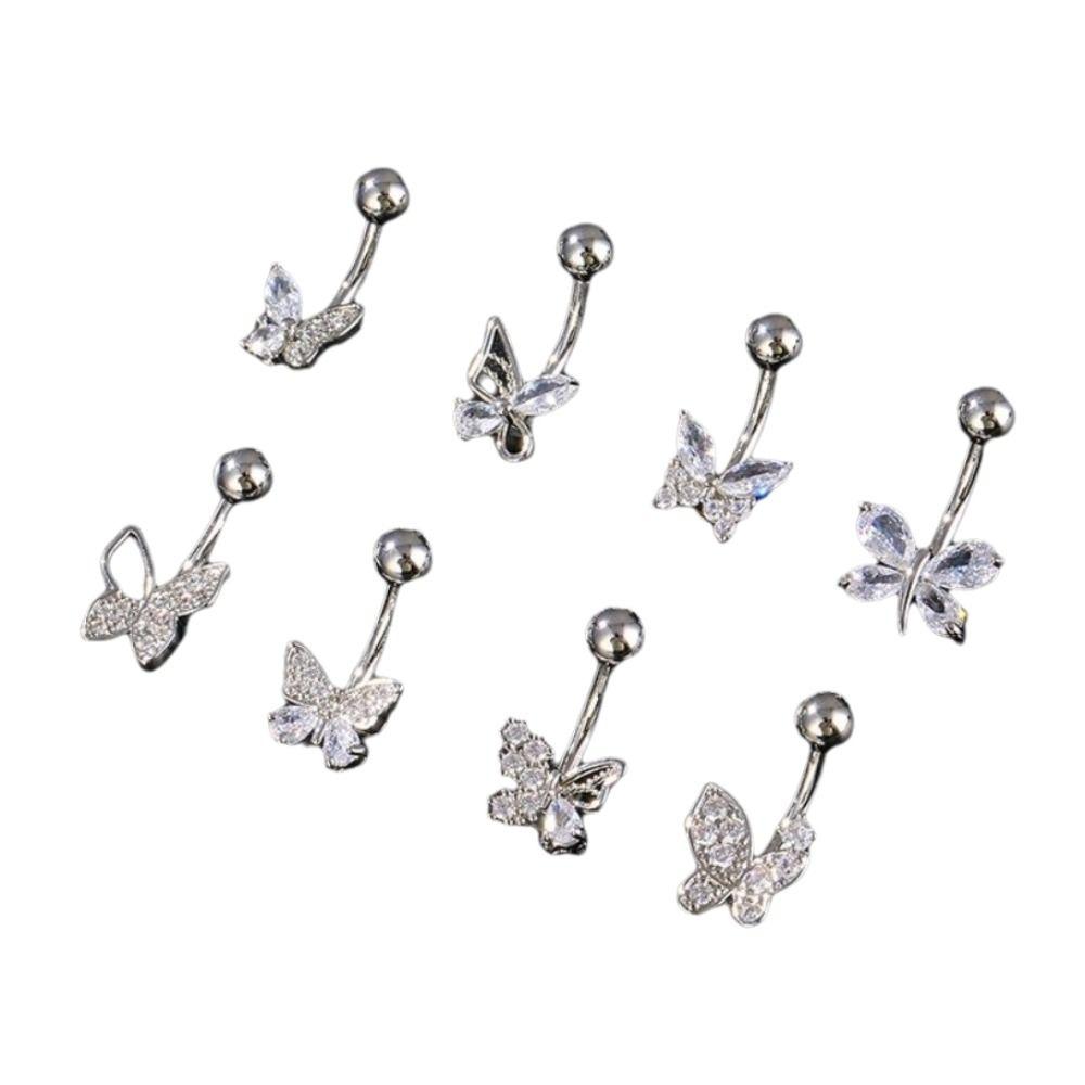 Butterfly Flower Belly Button Ring Mini Body Jewelry Sexy Belly Piercing Ring  Women Girls