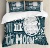 I Love You Duvet Cover Hand Drawn I Love You To The Moon And Back Words With Stars Celebration King Size Polyester Bedding Set