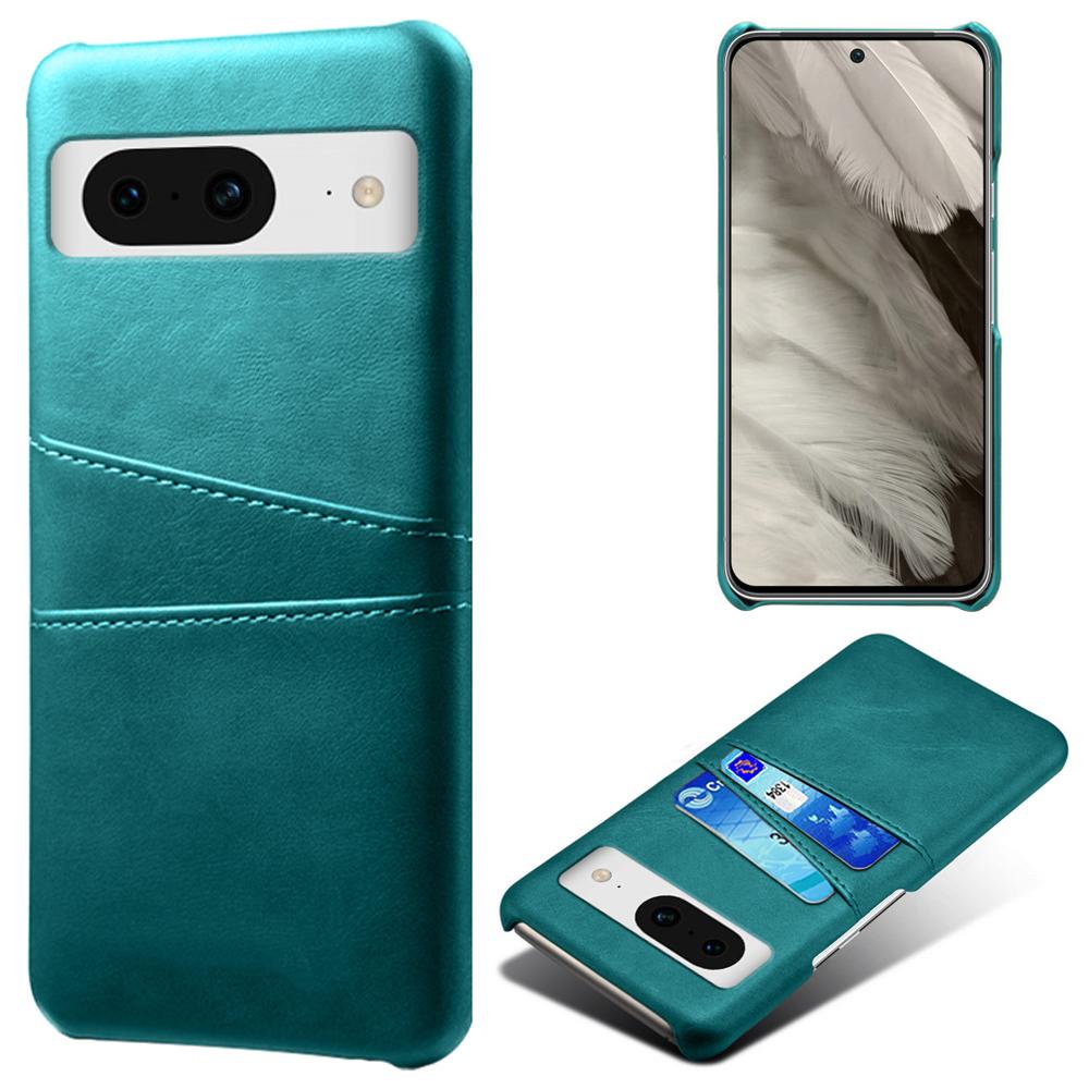 For Google Pixel 8 Case Leather Coated PC Ultra-Thin Shell with 2 Card Holders