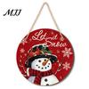 Porch Hanging Ornament Wooden Christmas Welcome Sign, Animal Round Door Decor, Outdoor Weatherproof Sign Farmhouse for Window Garden Holiday