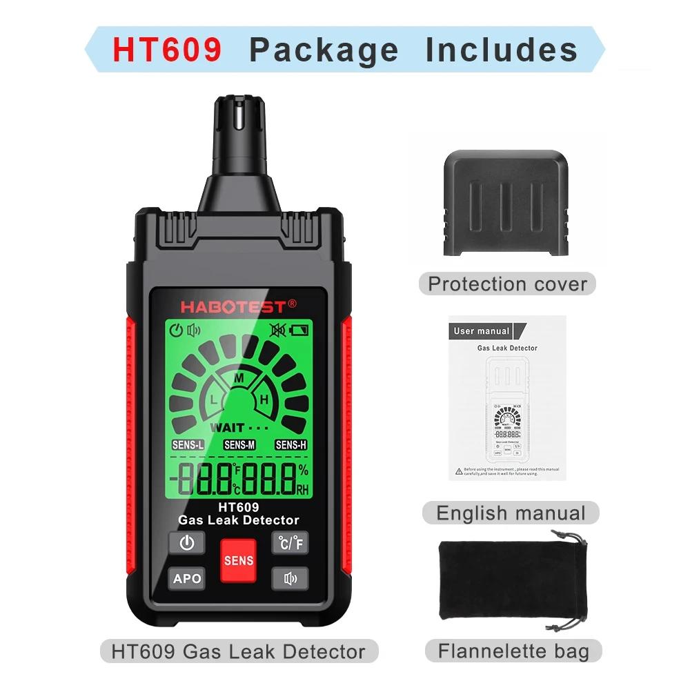 HT609/HT609PRO Portable Gas Leak Detector Handheld Combustible Flammable Natural Gas Tester with Visible Audible Alarm Monitor