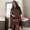 African Women's High-End Texture Drape Neck Mini Dress