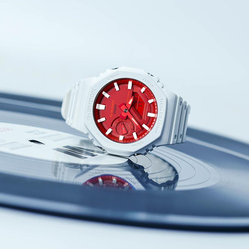 Casio Men Liquid Crystal/Analog Dual Display Series Red Watch GA-2100-4A-