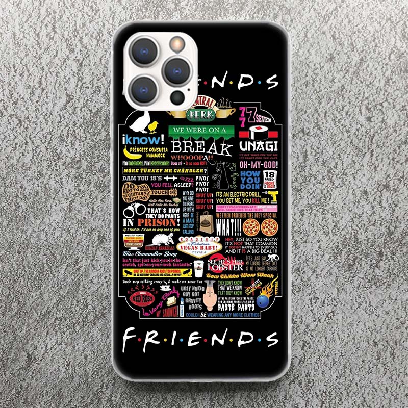 Friends Tv Show Funny Family Print Soft Case for iPhone 17 Air 16 16E 15 14 Plus 13 Mini 12 11 Pro Max Phone Shell SE 7 8 Patter