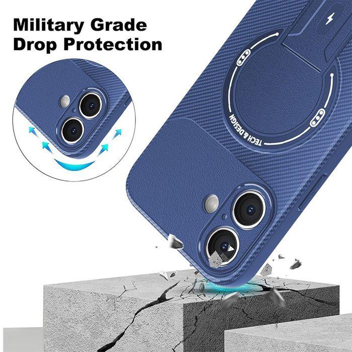 Coque de Protection - BOOLING - pour iPhone 17 - Silicone avec Cercle Magnétique Support Bleu - 2 Vitres