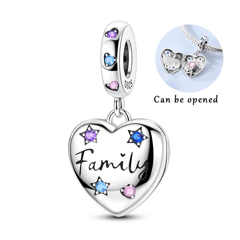 Charms Original 925 Sterling Silver Love Family Friendship Pendant Fit Bracelet DIY Beads Women Jewelry Gift Making Accessories