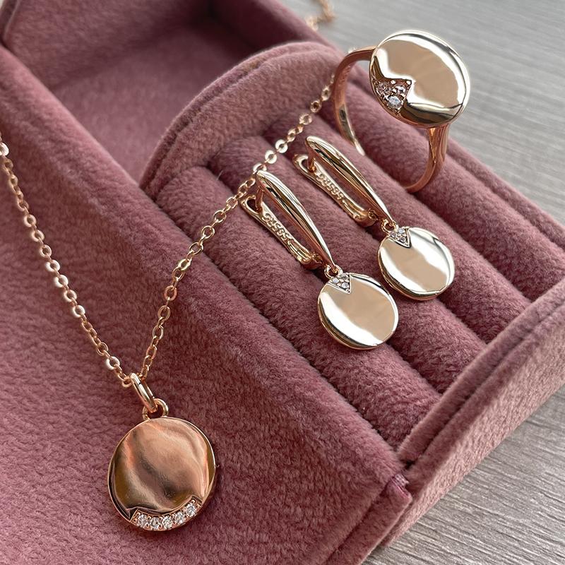 Ring im russischen Stil, roségoldfarben, reiner glatter Kreis für Damen, natürlicher Zirkon, Brautgeschenk, Ewigkeitsliebe-Schmuck