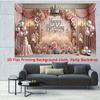2D Luxury Pink Rose & Crown Happy Birthday Photography Background Banner