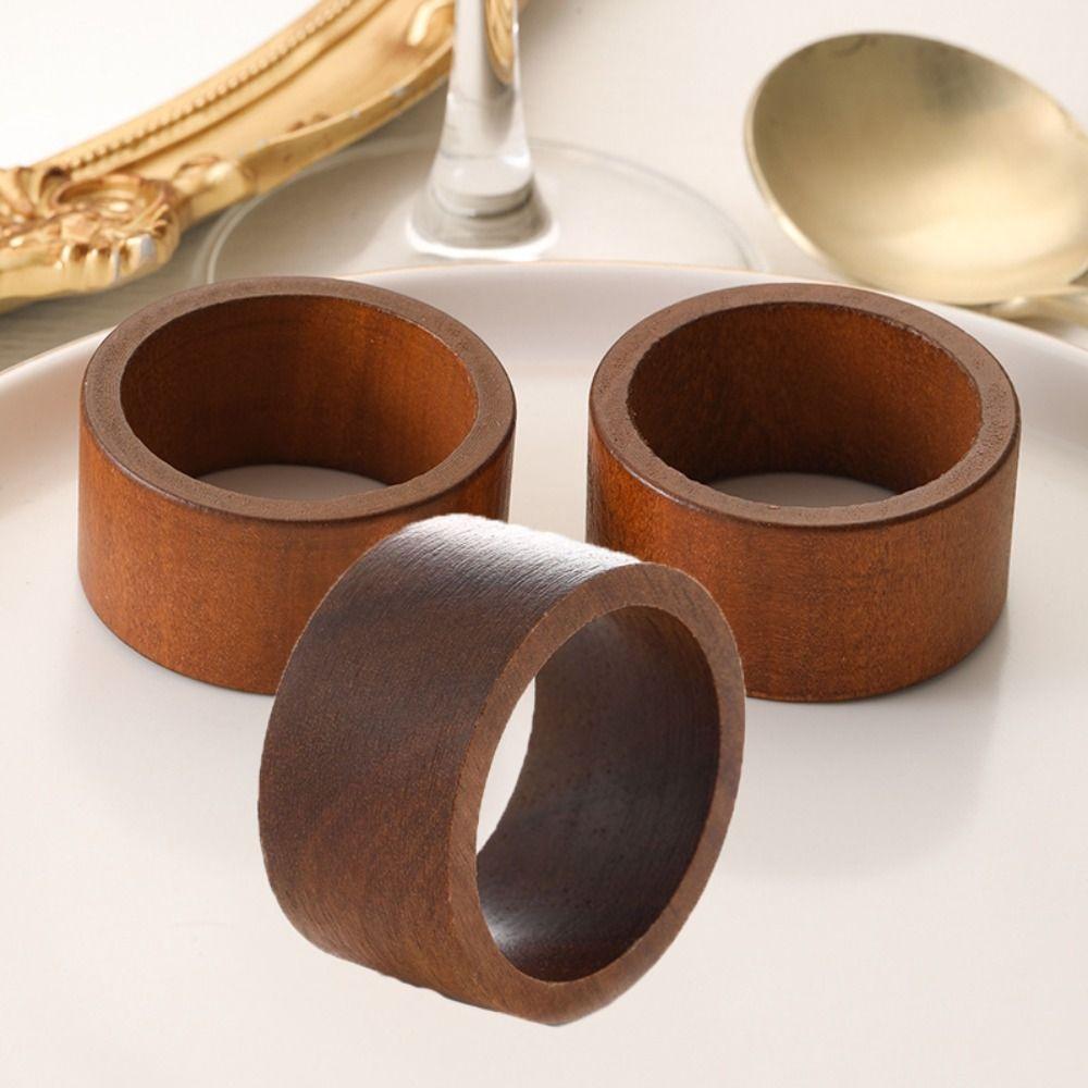 3PCS Wood Wooden Napkin Rings Versatile Table Napkin Holder Simple Napkin Buckle  Home