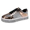 Women's Leather Platform Casual Shoes Bright Top Fashion Low Top Lace Up Sneakers Sneaker Slippers for Women