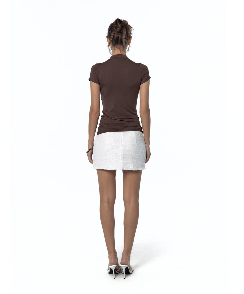 Kasiko Spangle Mini Skirt White