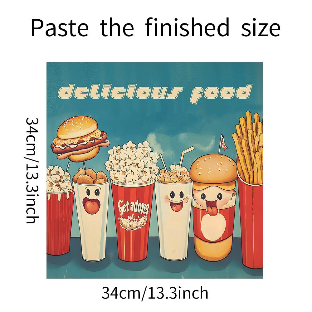 

Burger Fries Drink English Slogan Restaurant Kitchen Beautify Decorative Stickers Self-adhesive 34*34cm/fun-f322