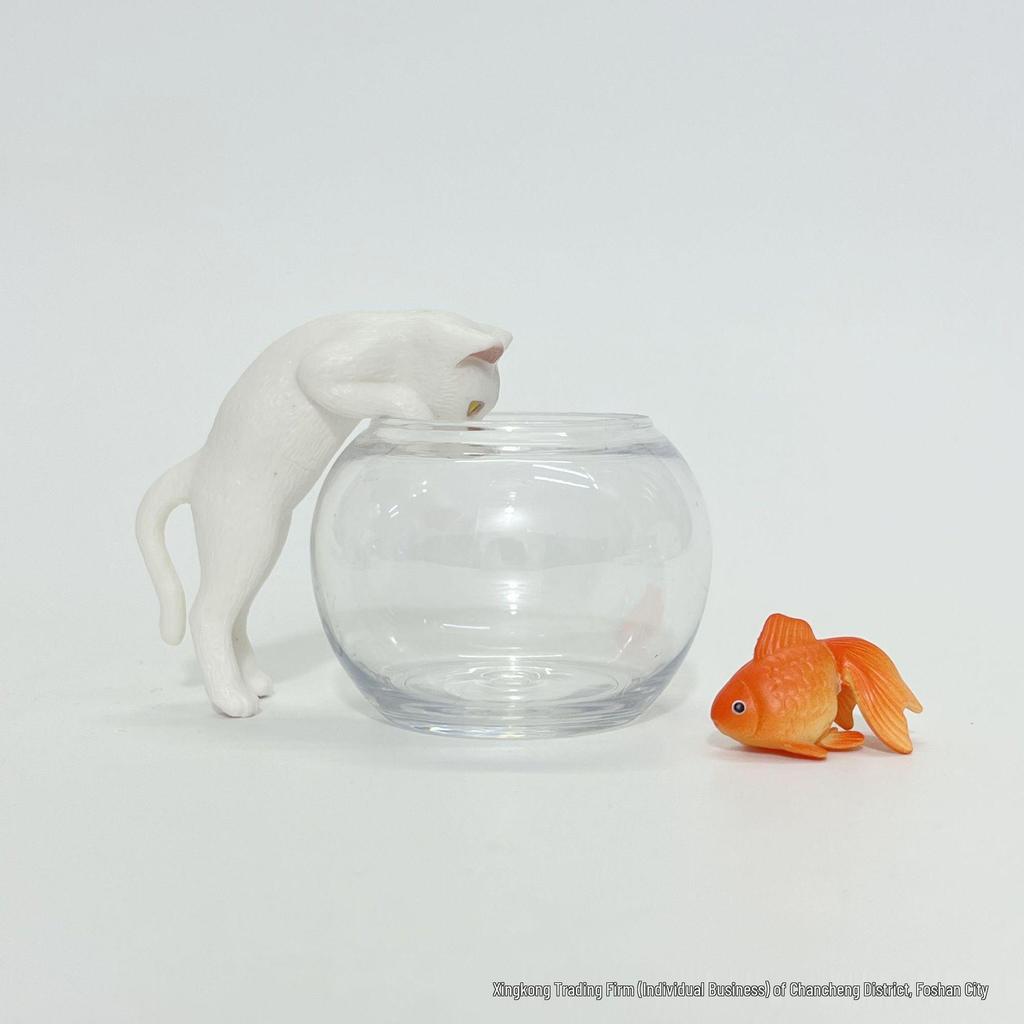 Greedy Cat Goldfish Micro Landscape Cup Figure