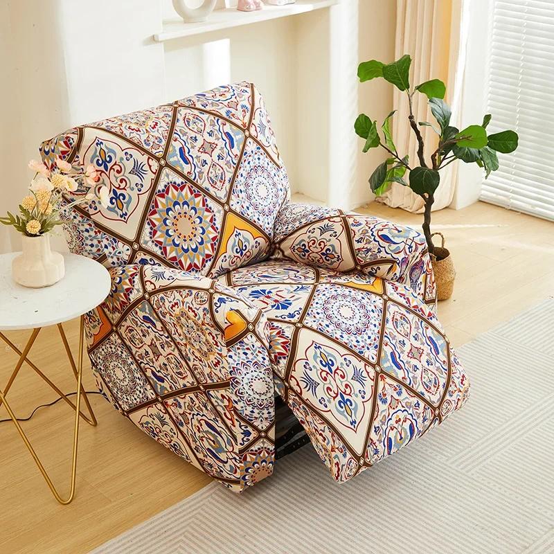 1/2/3seater Boho Recliner Sofa Covers for Printed All-inclusive Relax Armchair Cover Stretch Couch Protector Funda Sofá 3 Plazas