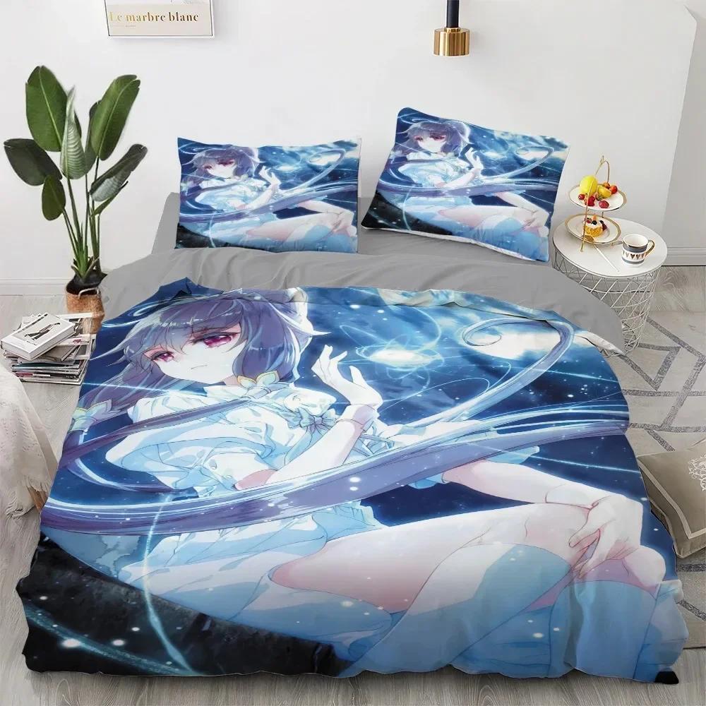 New Anime Kawaii Bedding Set Japan Anime Loli Duvet Cover Set Kids Bedroom Cartoon 3D Printed Quilt Cover Bedroom Gift