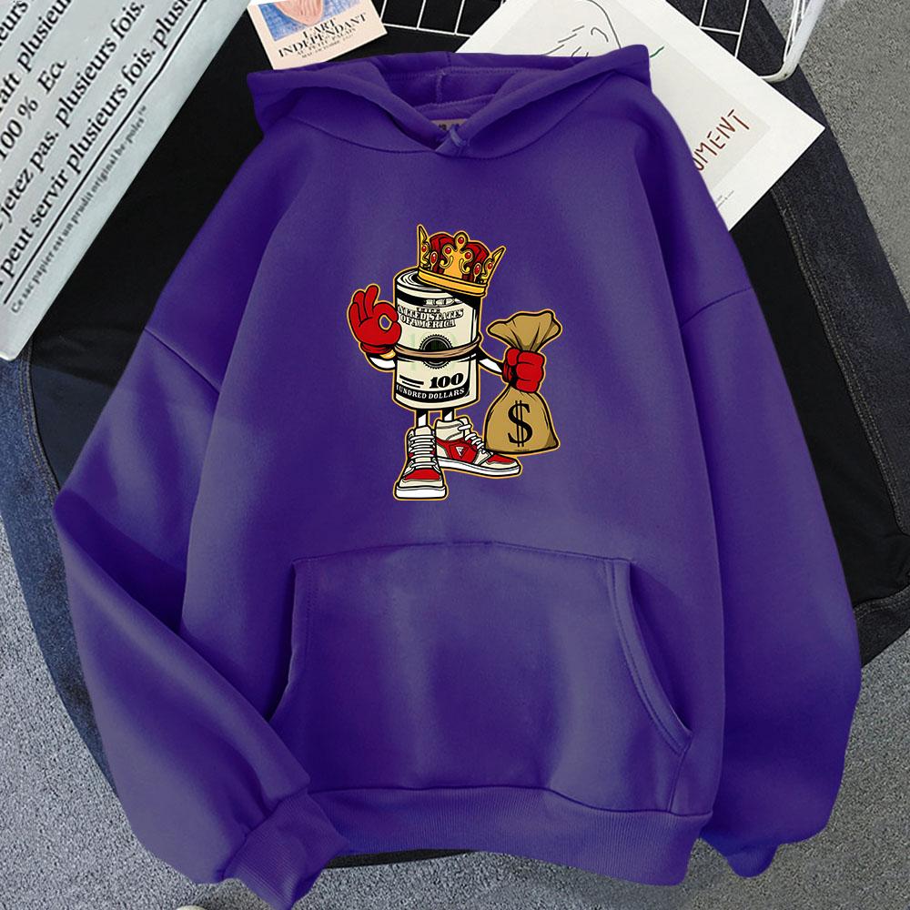 

Толстовки King Money Roll 100 Стодолларовая купюра Худи Модная одежда Женская с длинным рукавом Мужской пуловер Sudadera 3XL