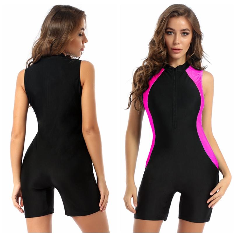 One Piece Swimsuit Sleeveless Swimwear Women Bathing Suit Retro Swimming Surfing Suits